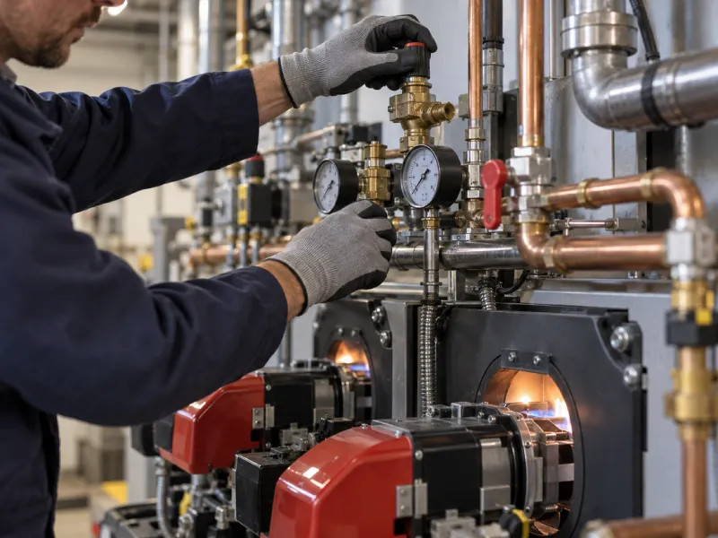 Commercial boiler pressure and safety valve servicing