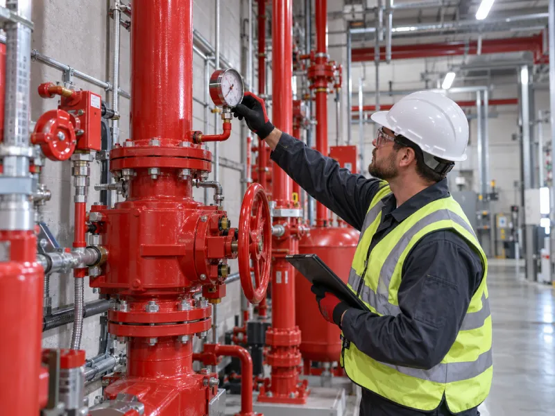 Fire suppression system pressure testing and inspection