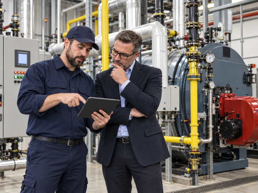 Multi-site commercial boiler service and asset reporting
